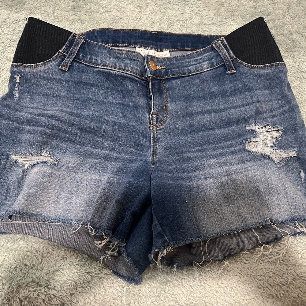 Isabel Maternity by Ingrid & Isabel Blue Jean Shorts with Stretch Panels